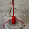 Vintage Ribbed Holophane Pendant Lamp w/ Red Metal Frame #3 - Made in Canada