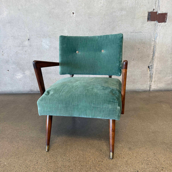 1950s Teal Mohair Accent Chair