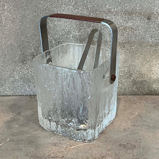HOYA Glacier Crystal Ice Bucket w/ Tongs & Stainless Strainer - Made in Japan