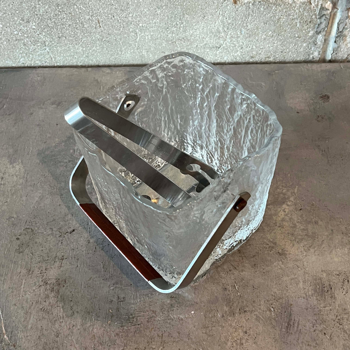 HOYA Glacier Crystal Ice Bucket w/ Tongs & Stainless Strainer - Made in Japan