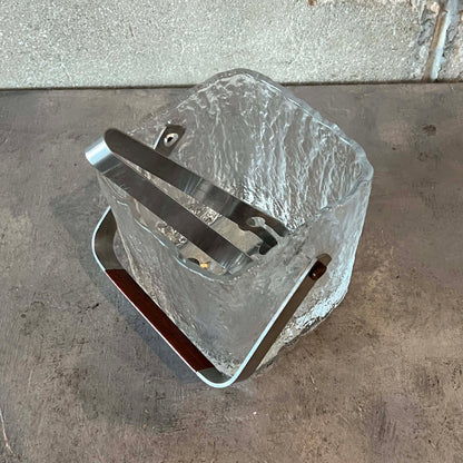 HOYA Glacier Crystal Ice Bucket w/ Tongs & Stainless Strainer - Made in Japan
