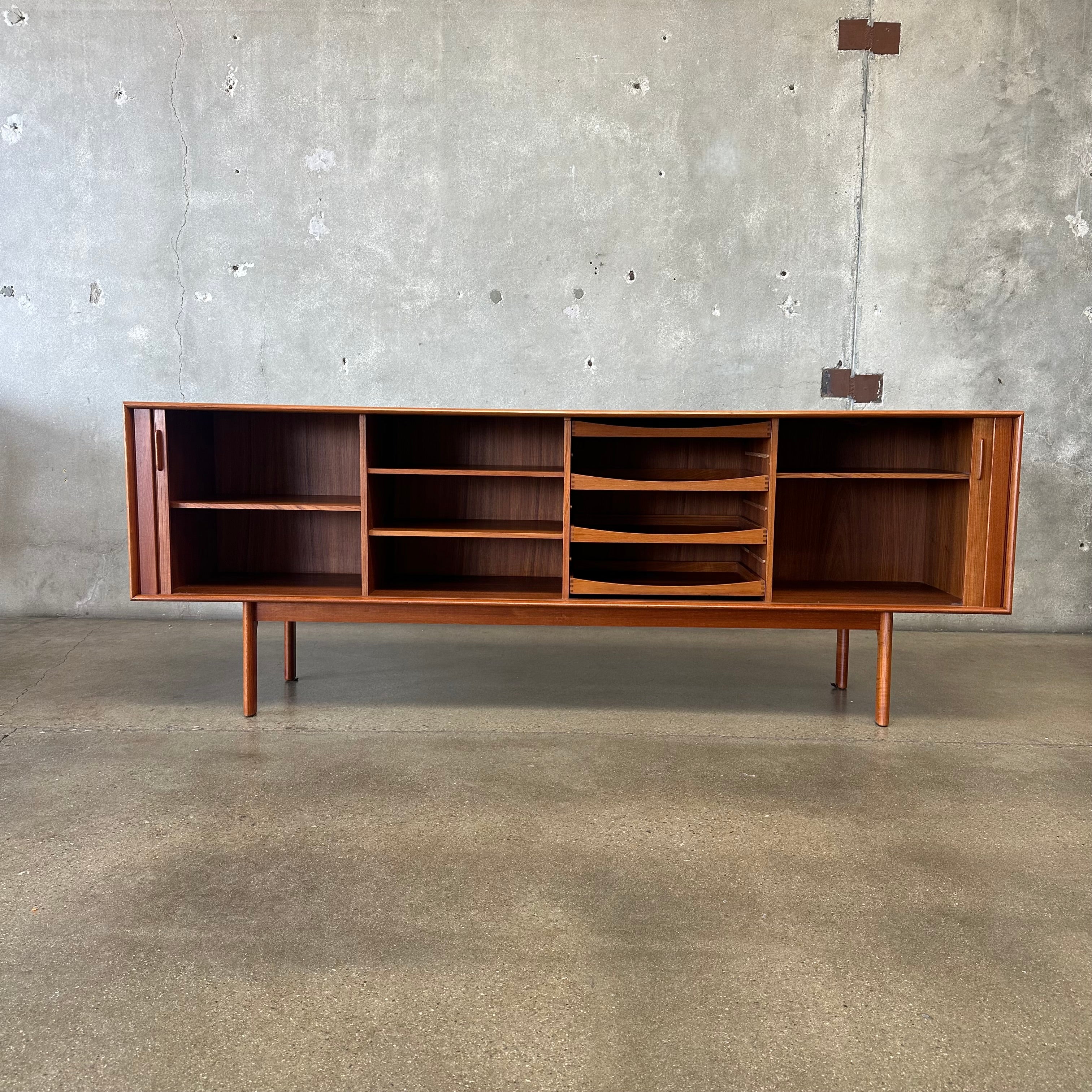 Danish Teak Credenza w/Tambour Doors by Henning Larsen