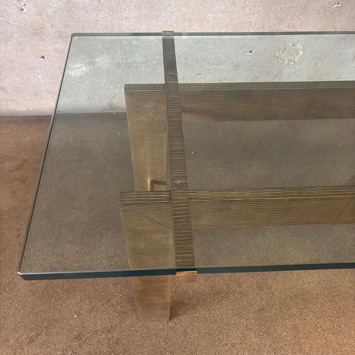 Custom Made Solid Brass/Console Sofa Table w/Glass