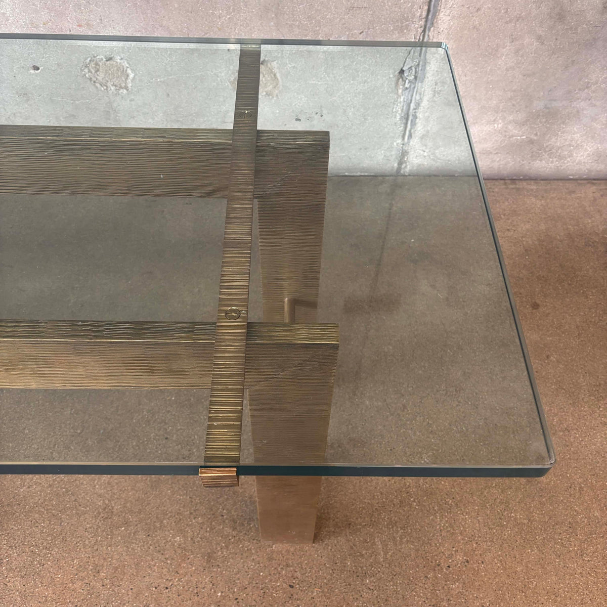 Custom Made Solid Brass/Console Sofa Table w/Glass