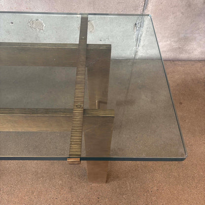 Custom Made Solid Brass/Console Sofa Table w/Glass
