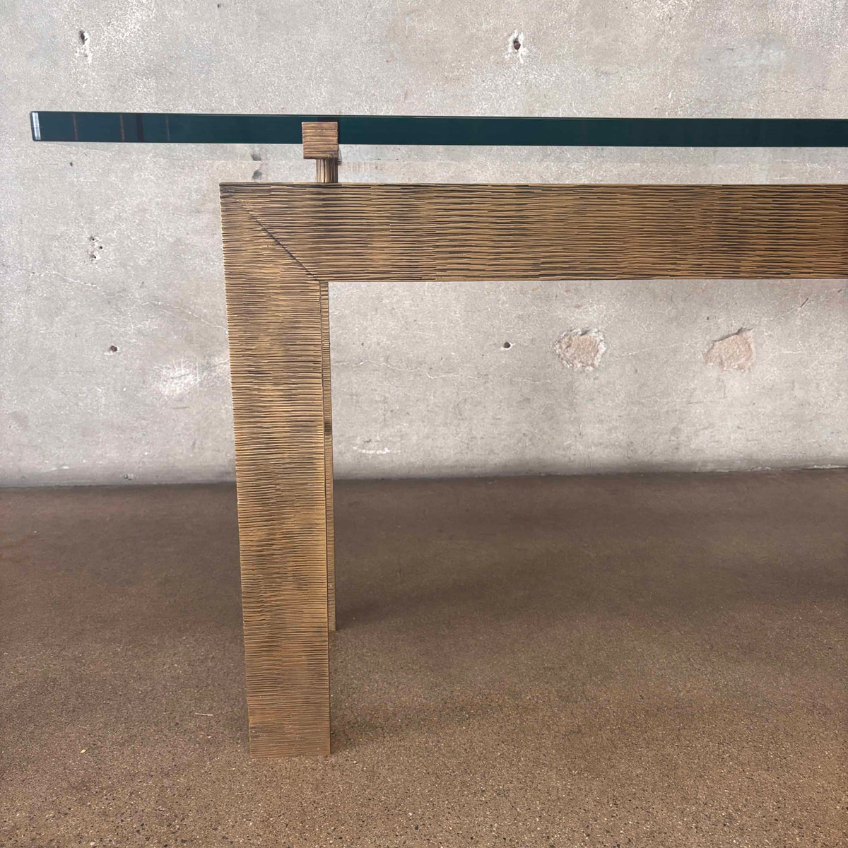 Custom Made Solid Brass/Console Sofa Table w/Glass