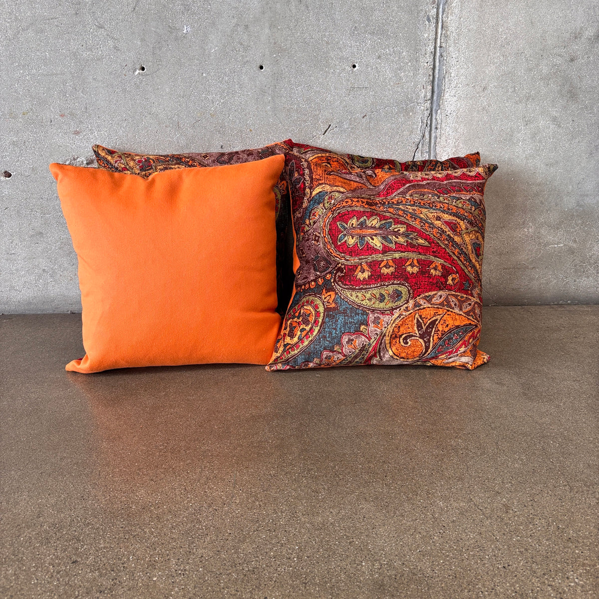 Set of Four Down Filled Pillows - Velvet Print With Brushed Twill