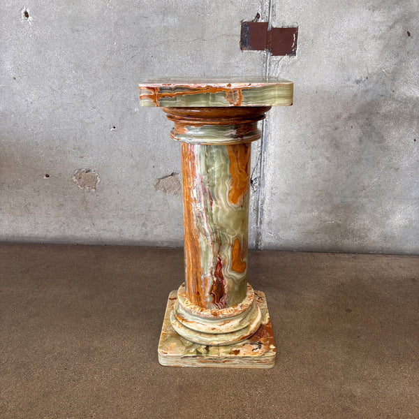 Vintage Orange Marble Pedestal #1