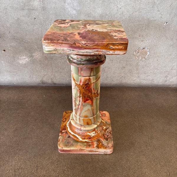 Vintage Orange Marble Pedestal #2