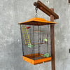 Vintage 1950's Orange Mid Century Modern Bird Cage With Stand