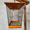 Vintage 1950's Orange Mid Century Modern Bird Cage With Stand