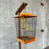 Vintage 1950's Orange Mid Century Modern Bird Cage With Stand