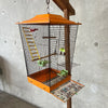 Vintage 1950's Orange Mid Century Modern Bird Cage With Stand