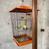 Vintage 1950's Orange Mid Century Modern Bird Cage With Stand