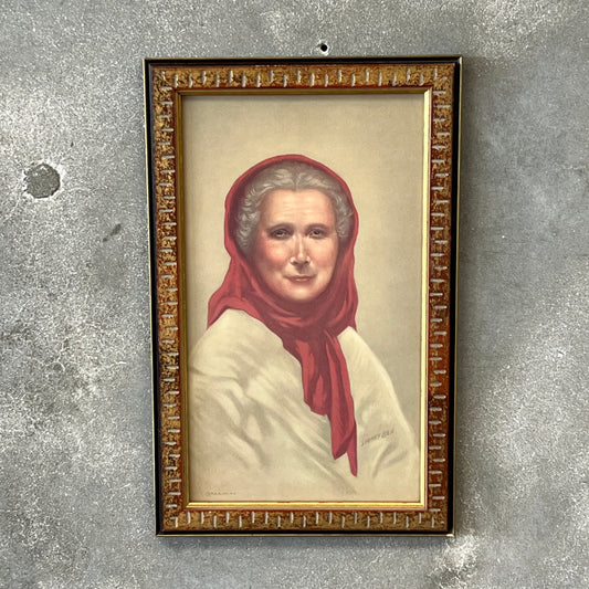 Vintage "OLD WOMAN OF CAPRI" Rare Art Print Distributed by M&B Inc., New York