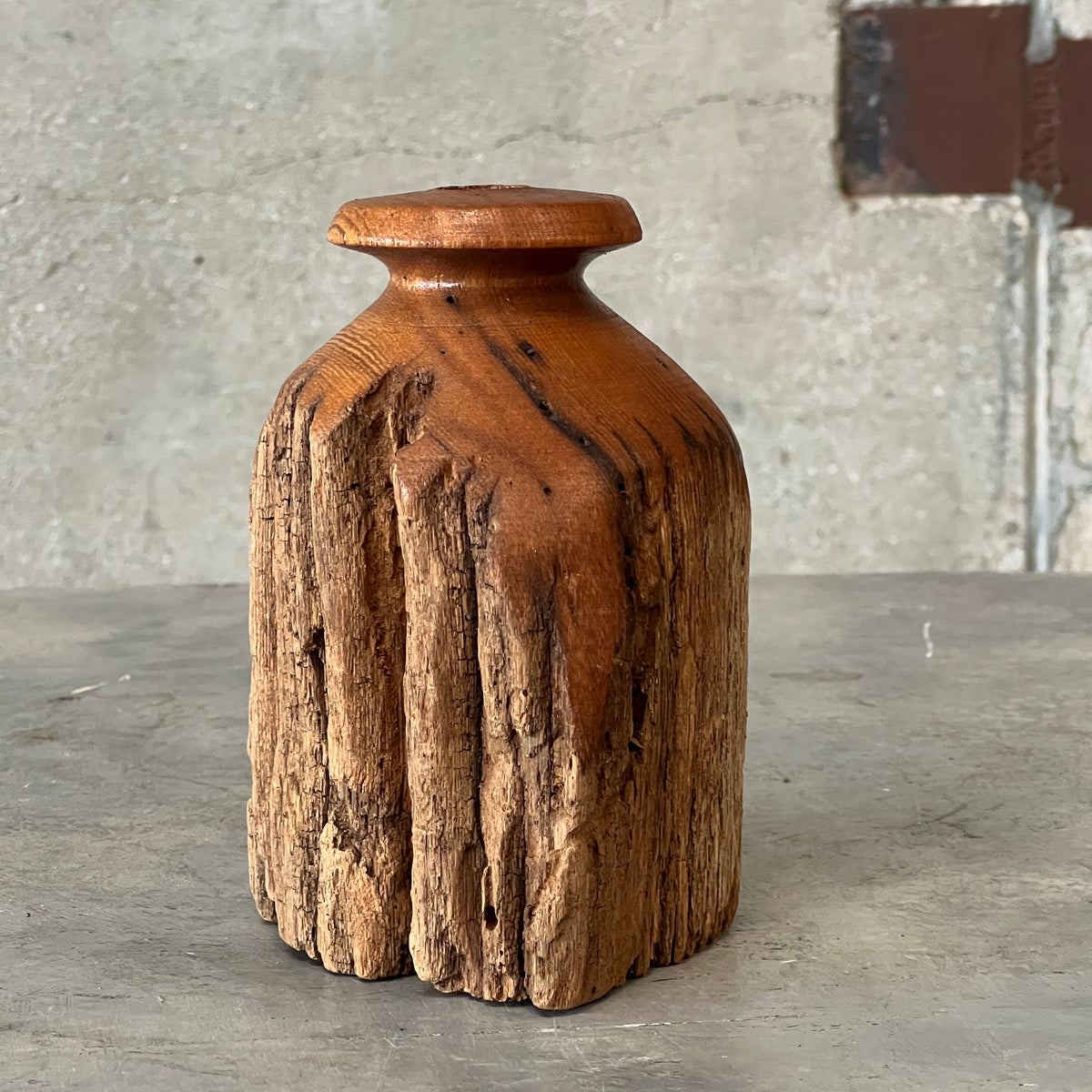 Vintage Hand Turned Live Edge Fence Post Bud Vase/Candle Holder