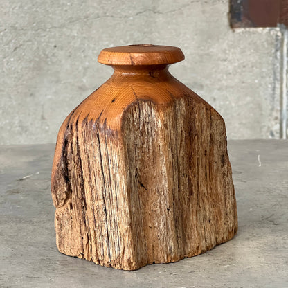 Vintage Hand Turned Live Edge Fence Post Bud Vase/Candle Holder