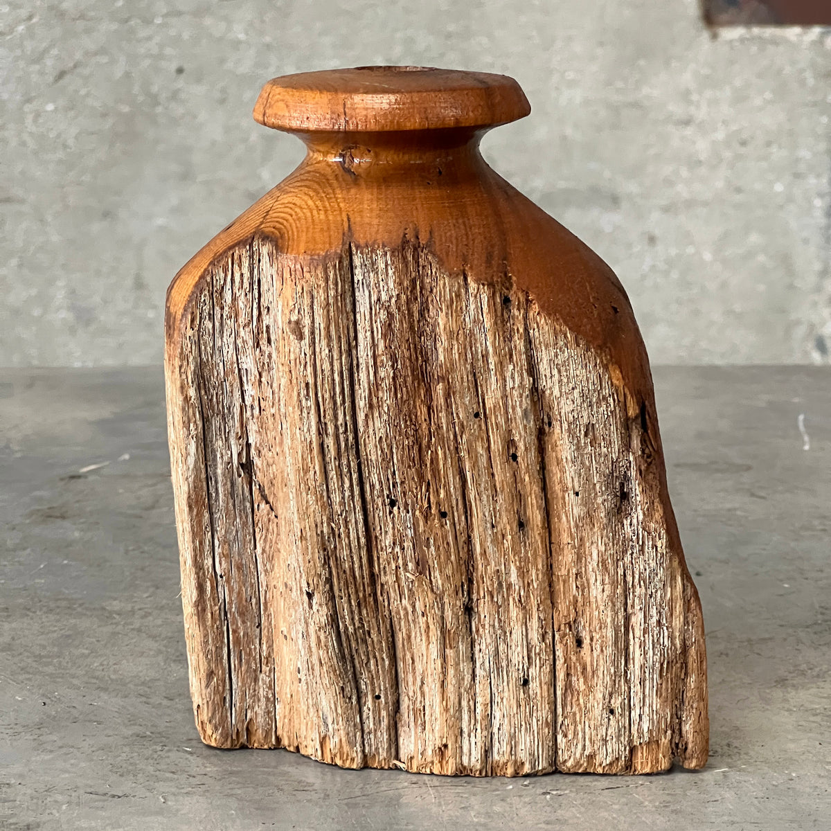 Vintage Hand Turned Live Edge Fence Post Bud Vase/Candle Holder
