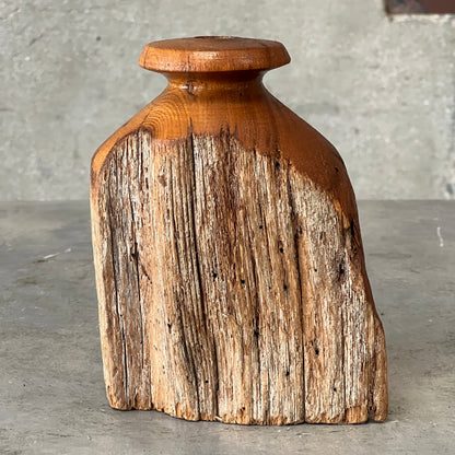 Vintage Hand Turned Live Edge Fence Post Bud Vase/Candle Holder