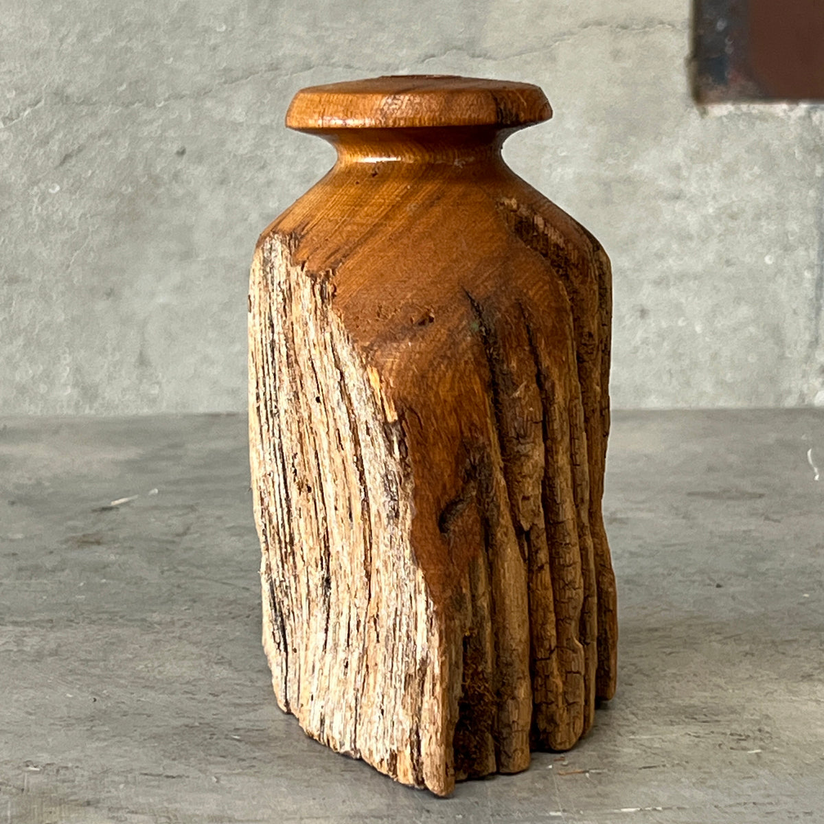 Vintage Hand Turned Live Edge Fence Post Bud Vase/Candle Holder