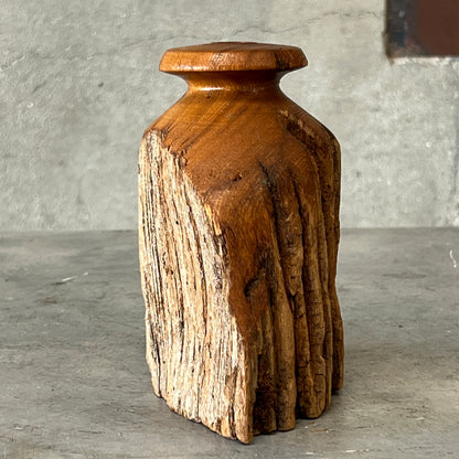 Vintage Hand Turned Live Edge Fence Post Bud Vase/Candle Holder