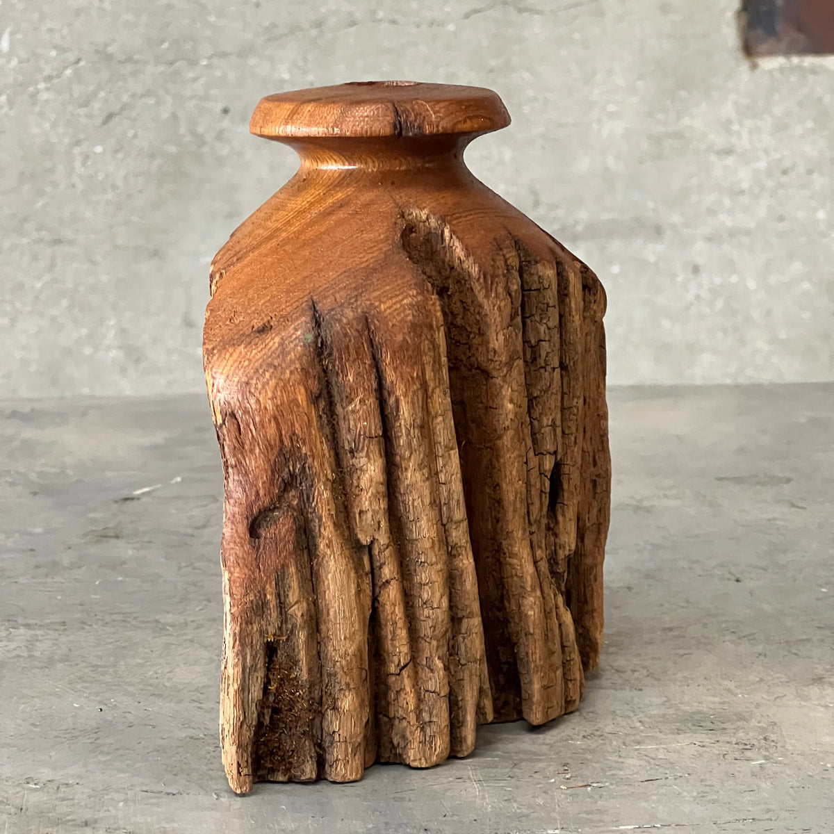 Vintage Hand Turned Live Edge Fence Post Bud Vase/Candle Holder