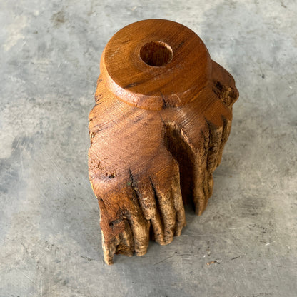 Vintage Hand Turned Live Edge Fence Post Bud Vase/Candle Holder