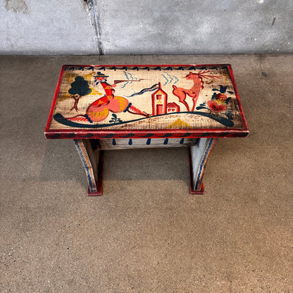 Peter Hunt Folk Art 1946 Bench - Side Table Hand Painted
