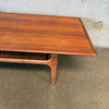 1960s Danish Modern Table w/ Rattan Shelf