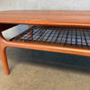 1960s Danish Modern Table w/ Rattan Shelf