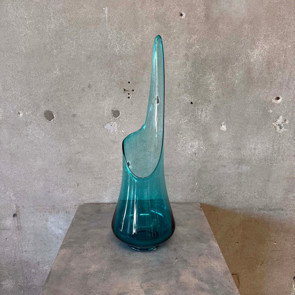30" Peacock L.E. Smith Swung Glass Floor Vase