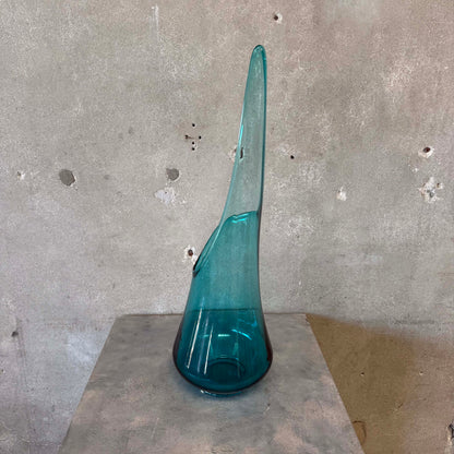 30" Peacock L.E. Smith Swung Glass Floor Vase