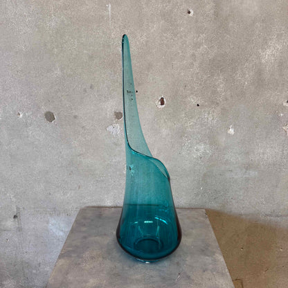 30" Peacock L.E. Smith Swung Glass Floor Vase