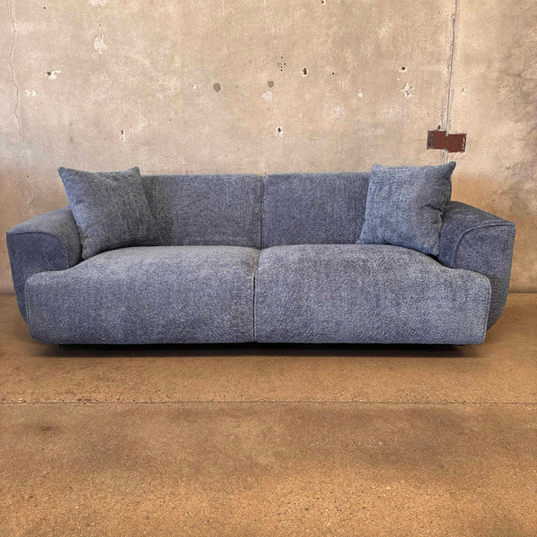 Mid Century Style Blue Boucle Sofa