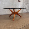 Agustina E. Glass Side Table/Coffee Table Walnut Frame