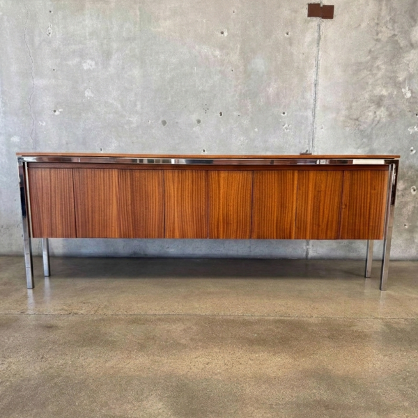 Modern Teak & Chrome Custom Credenza