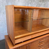 Vintage John Keal for Brown Saltman Bleached Mahogany Credenza + Hutch