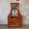 Late Victorian American Vanity Dresser With Mirror & Glass Roller Feet
