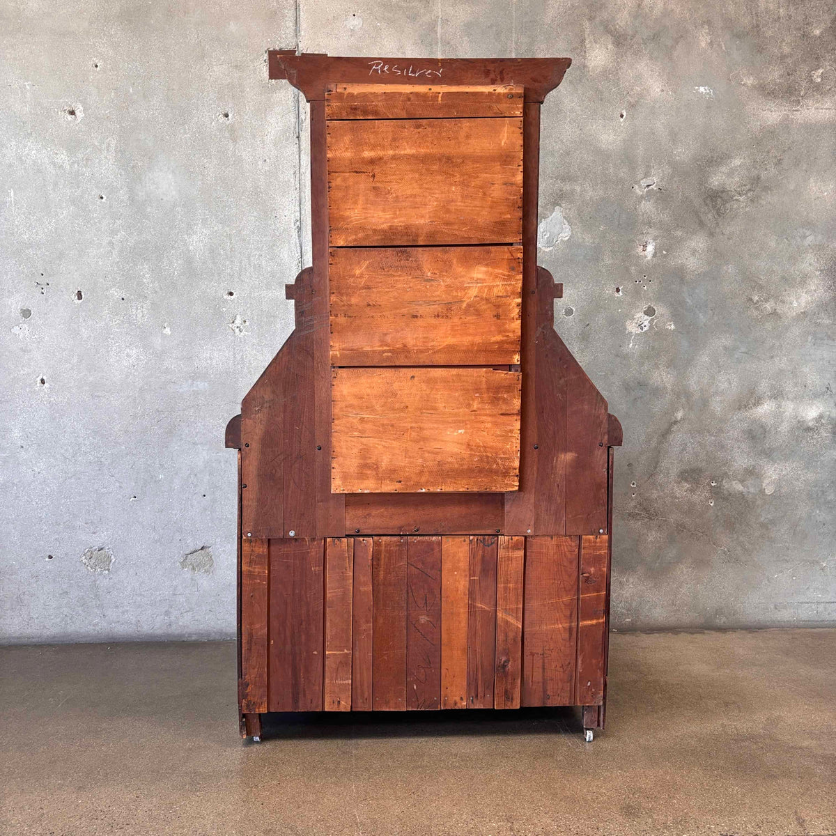 Late Victorian American Vanity Dresser With Mirror & Glass Roller Feet