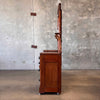 Late Victorian American Vanity Dresser With Mirror & Glass Roller Feet