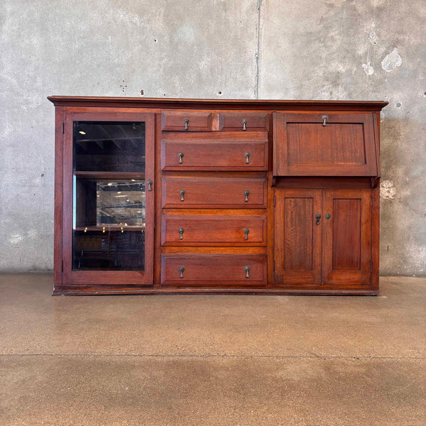 Victorian Hutch w/ Drop-Down Desk, Drawers, & Display Cabinet