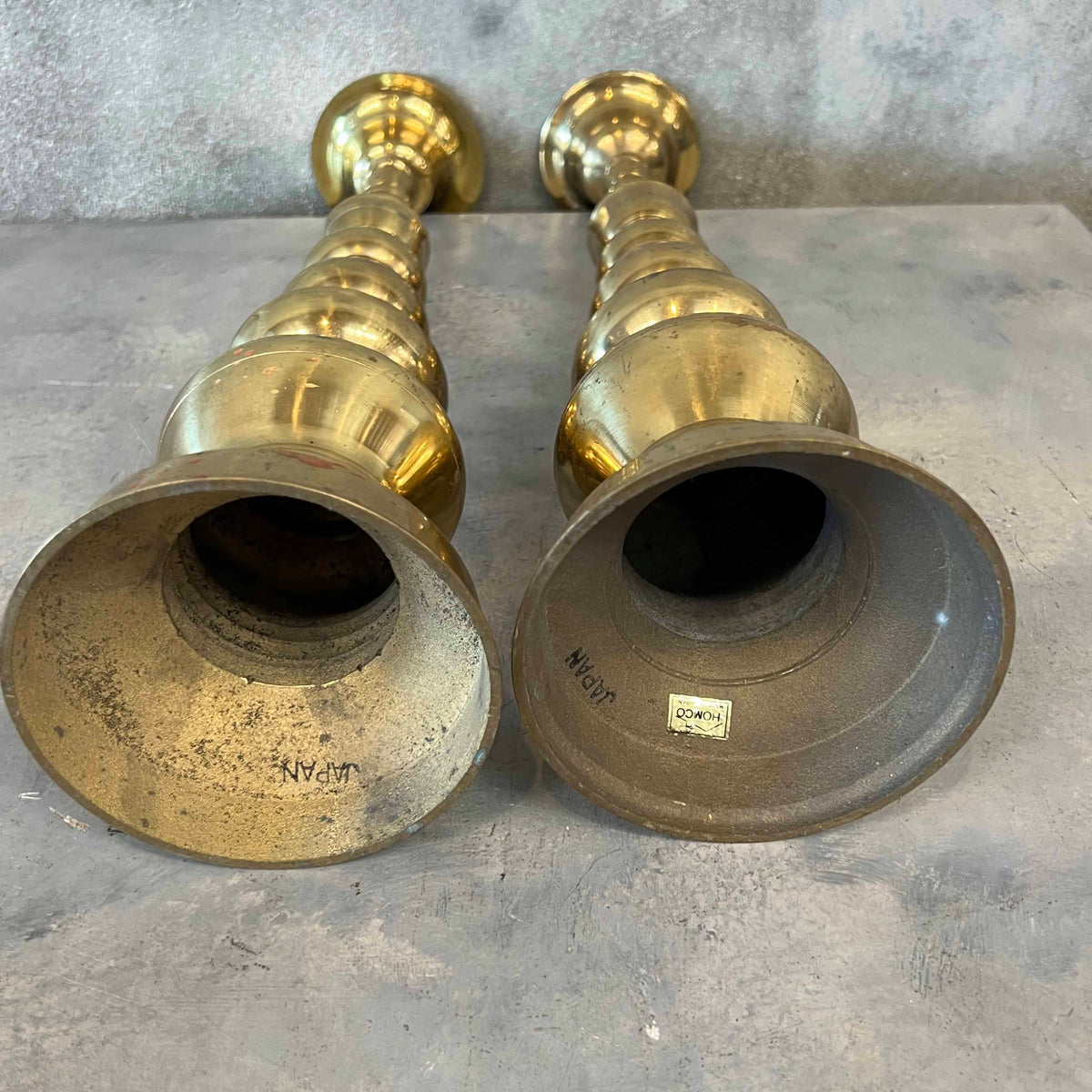 Pair of Brass HOMCO Candle Stick Holders Made in Japan