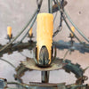 Vintage Forged Metal Brutalist Ten Light Chandelier