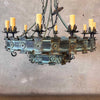 Vintage Forged Metal Brutalist Ten Light Chandelier