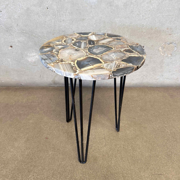 Sliced Agate Round Table w/ Hairpin Legs
