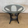 Mid Century Rattan Glass Top Table