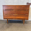 Mid Century Modern Three-Drawer Low Dresser w/ Original Mirror by Stanley