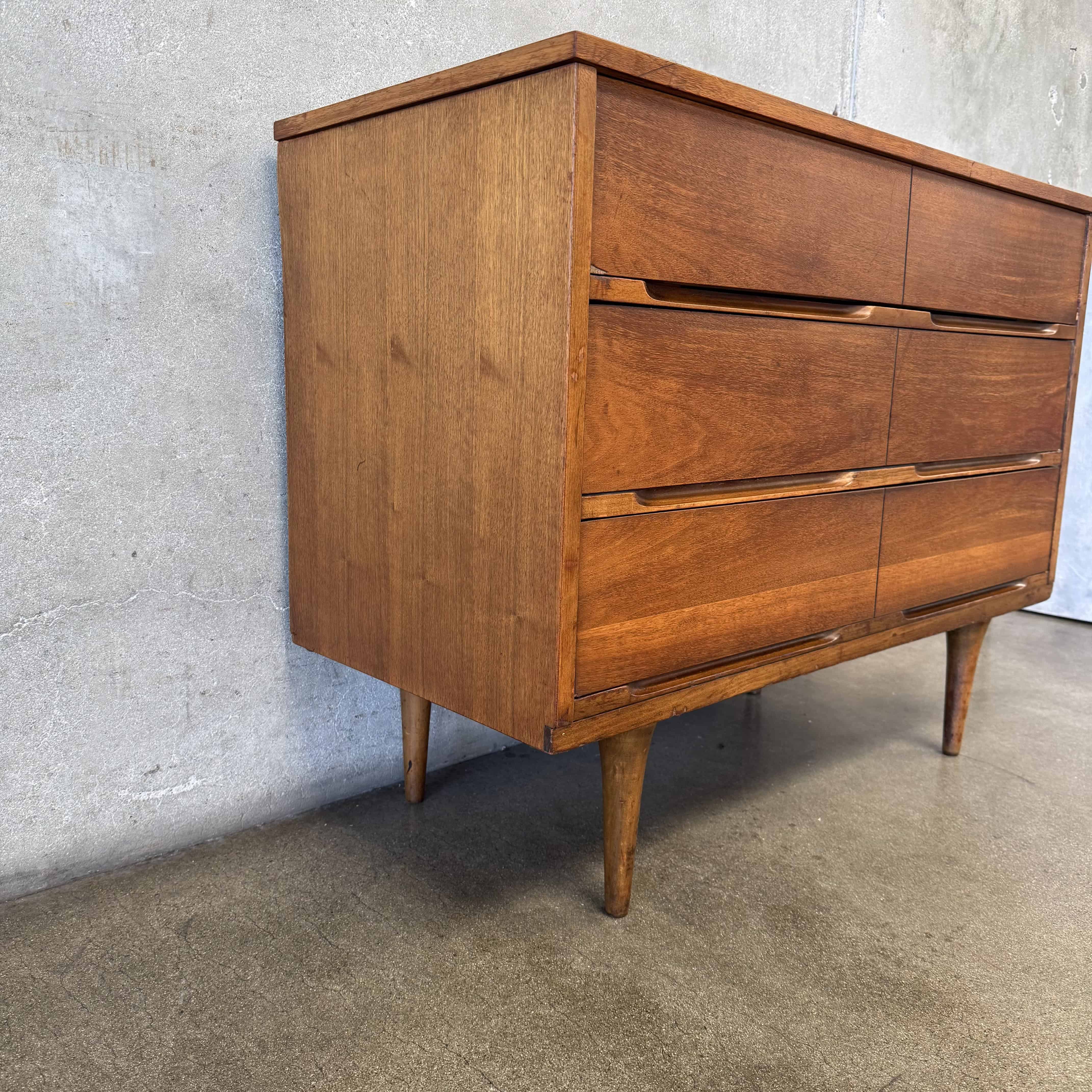 short dresser Mid Century Modern Three-Drawer Low Dresser w/ Original Mirror by Stan
