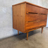Mid Century Modern Three-Drawer Low Dresser w/ Original Mirror by Stanley