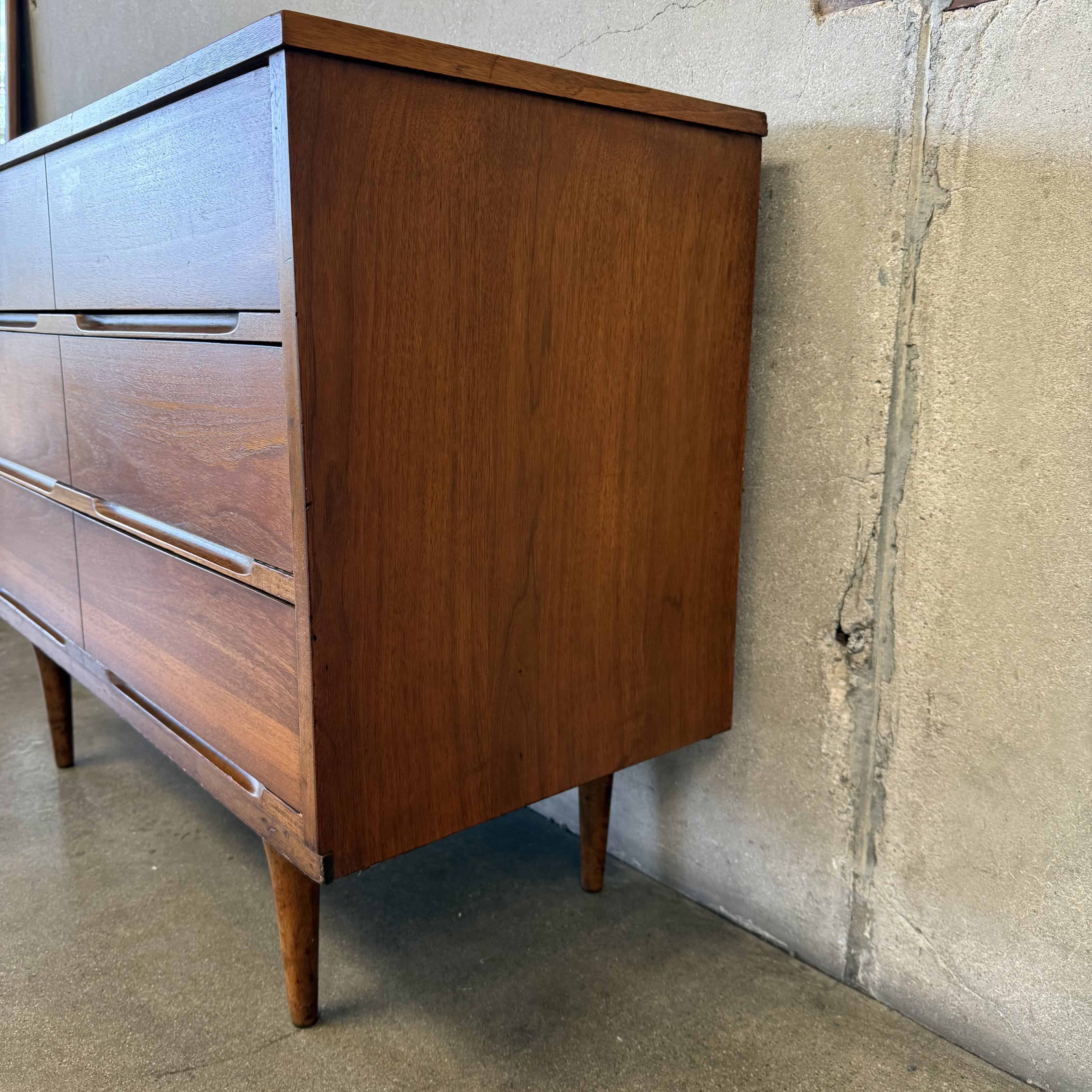 original mid century modern dresser Mid-Century Modern Walnut 9-Drawer Dresser, c.1950's